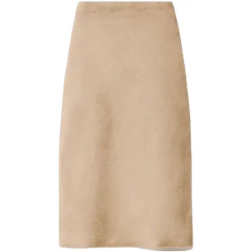 Brushed Mohair Camel Midi Skirt , female, Sizes: XS, S - Fabiana Filippi - Modalova