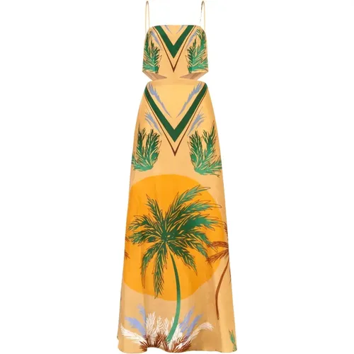 Langes Seidenkleid mit Palmenmuster Bali - Raquel Diniz - Modalova