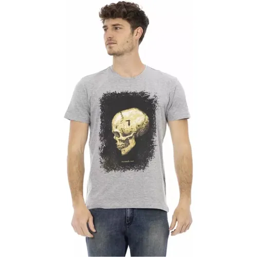 Elegantes graues T-Shirt mit Rundhalsausschnitt , Herren, Größe: M - Trussardi - Modalova