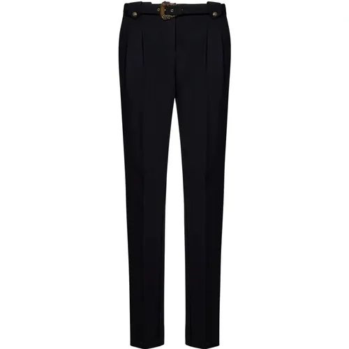 Schwarze Hose mit Barock-Schnalle,Schwarze Straight Hose Damen - Versace Jeans Couture - Modalova