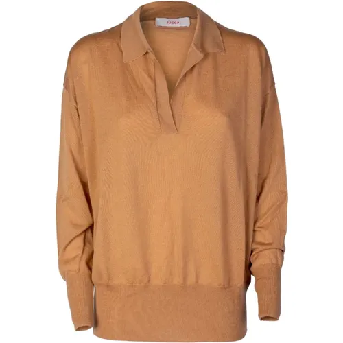 Womens Wool Polo Sweater. V-Neck, Buttonless. Made in Italy. , female, Sizes: S - Jucca - Modalova