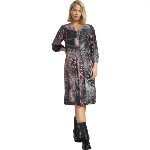 Rosa Kleid mit Abstraktem Druck , Damen, Größe: M - 2-Biz - Modalova