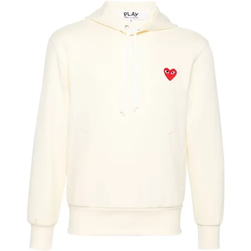 Gelber Pullover mit Herz-Patch Kapuze , Herren, Größe: M - Comme des Garçons - Modalova