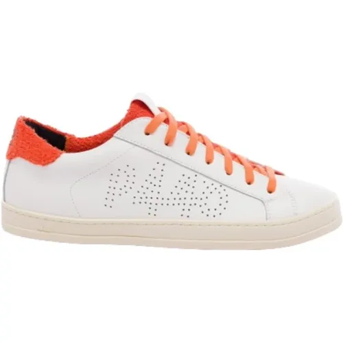 Weiße Low-Top-Sneaker mit orangefarbenem Schwamm , Herren, Größe: 43 EU - P448 - Modalova