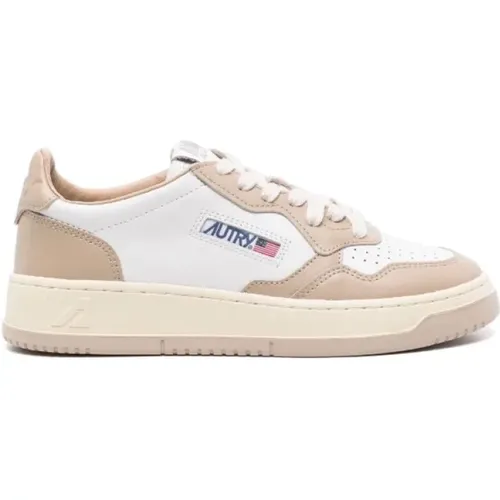 Niedriger Sneaker in Weiß Beige , Damen, Größe: 37 EU - Autry - Modalova