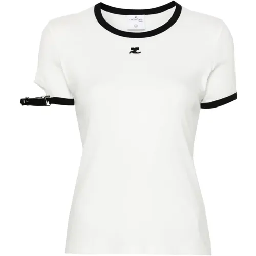 Buckle contrast t-shirt , female, Sizes: S, XS - Courrèges - Modalova