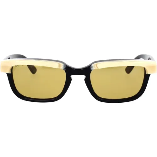 Rectangular Sunglasses Bold Ciliary Acetate Effect , male, Sizes: 54 MM - Gucci - Modalova