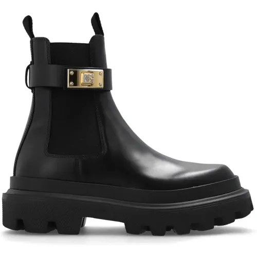 Leather Chelsea boots , female, Sizes: 4 1/2 UK, 4 UK, 7 UK, 8 UK, 6 UK, 7 1/2 UK - Dolce & Gabbana - Modalova
