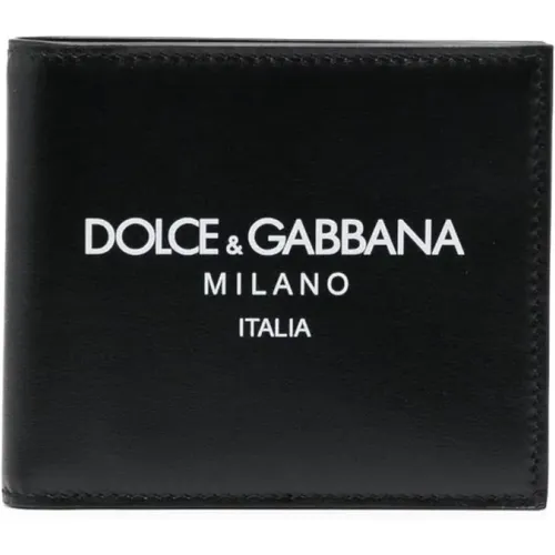 Logo-Print Leder Bifold Geldbörse - Dolce & Gabbana - Modalova