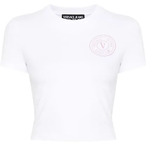 Weißes Grafik T-shirt , Damen, Größe: L - Versace Jeans Couture - Modalova