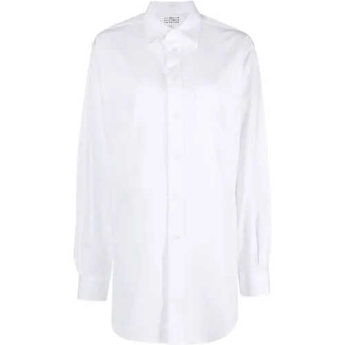 Weiße Bluse mit spitzem Kragen - Maison Margiela - Modalova