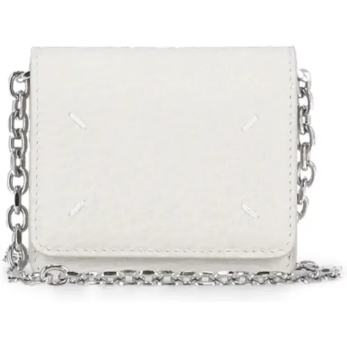 Pebbled Leather Wallet with Chain , female, Sizes: ONE SIZE - Maison Margiela - Modalova