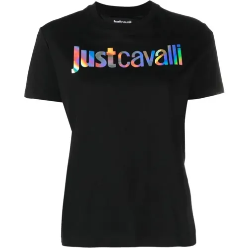 Schwarze T-Shirts und Polos , Damen, Größe: 2XS - Just Cavalli - Modalova