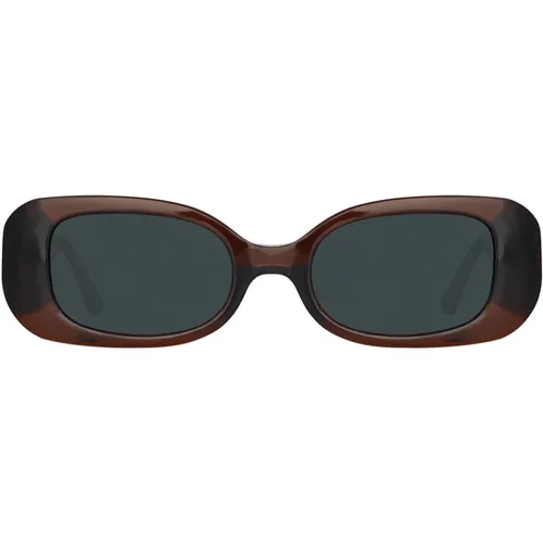 Handgefertigte Sonnenbrille aus Recyceltem Acetat mit Zeiss Soliden Grauen Gläsern , Damen, Größe: 52 MM - Linda Farrow - Modalova