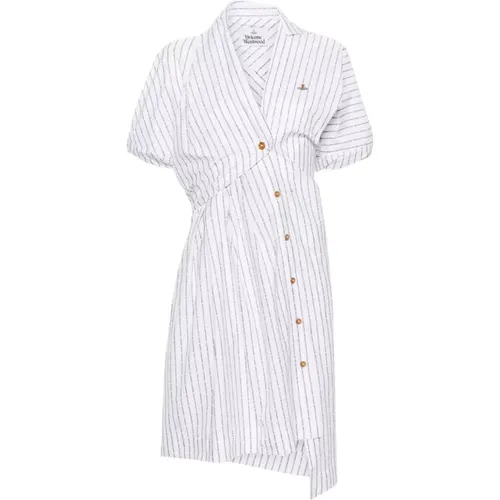 Asymmetric Cotton Dress with Logo Print , female, Sizes: M, S - Vivienne Westwood - Modalova