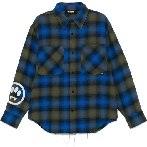 Checked Flannel Shirt with Vintage Print , male, Sizes: XL, L - Barrow - Modalova