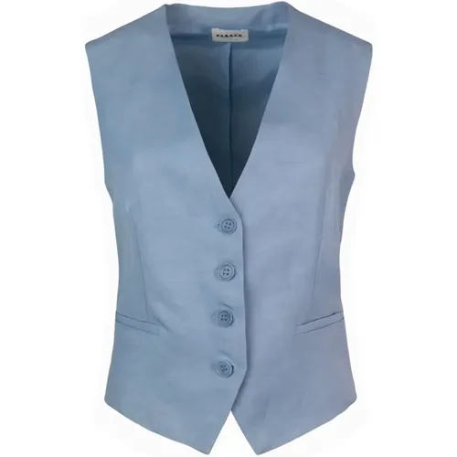 Linen Gilet Button-Up Jacket , female, Sizes: S, L, M - P.a.r.o.s.h. - Modalova