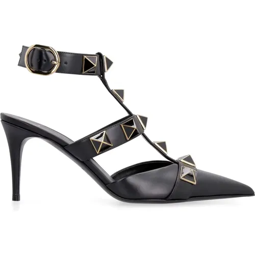 Roman Studs Leder Slingback Pumps , Damen, Größe: 35 1/2 EU - Valentino - Modalova