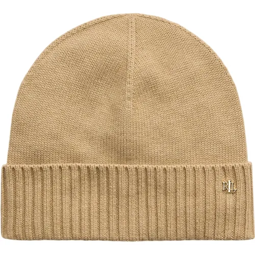 Camel Wool Blend Beanie Hat , female, Sizes: ONE SIZE - Ralph Lauren - Modalova