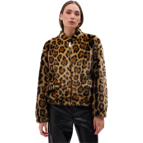 Leopard Print Faux Fur Jacket , female, Sizes: S, M - Liviana Conti - Modalova