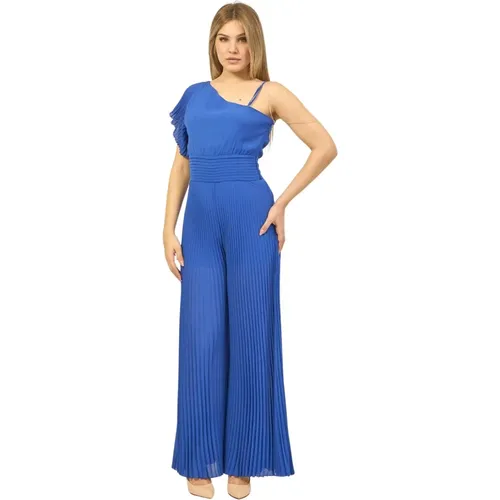 Blaues One-Shoulder Creponne Kleid , Damen, Größe: M - PATRIZIA PEPE - Modalova