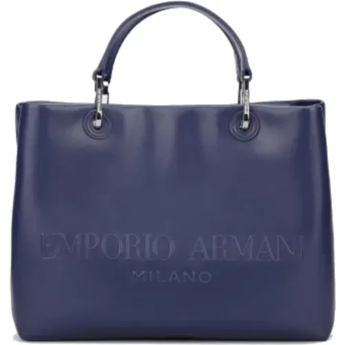 Blaue Einkaufstasche mit Verstellbarem Riemen - Emporio Armani - Modalova