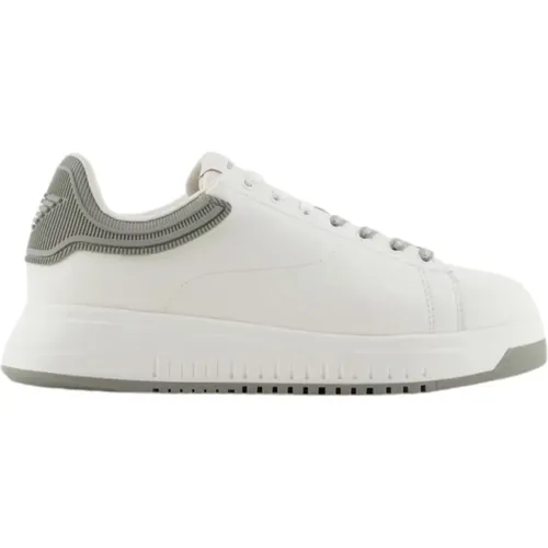 Weiße Leder Sneaker Retro Stil , Herren, Größe: 40 1/2 EU - Emporio Armani - Modalova