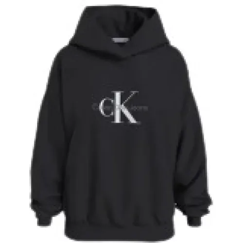 Monologo Oversized Hoodie Schwarz , Herren, Größe: 2XS - Calvin Klein - Modalova