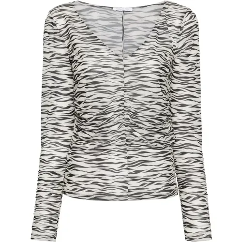 Zebra Print Langarm T-Shirt , Damen, Größe: M - PATRIZIA PEPE - Modalova