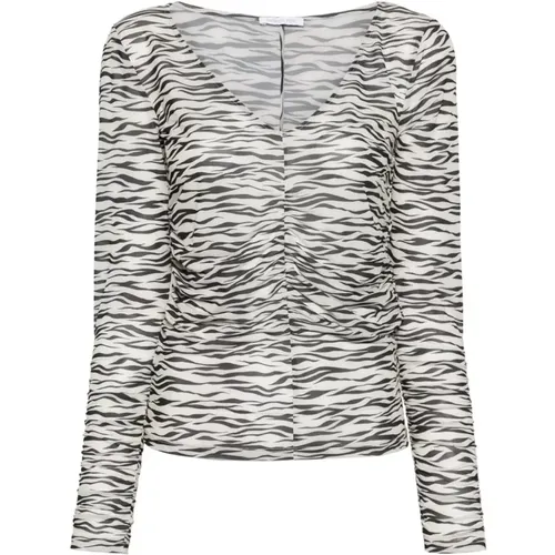 Zebra Print Langarm T-Shirt , Damen, Größe: XS - PATRIZIA PEPE - Modalova