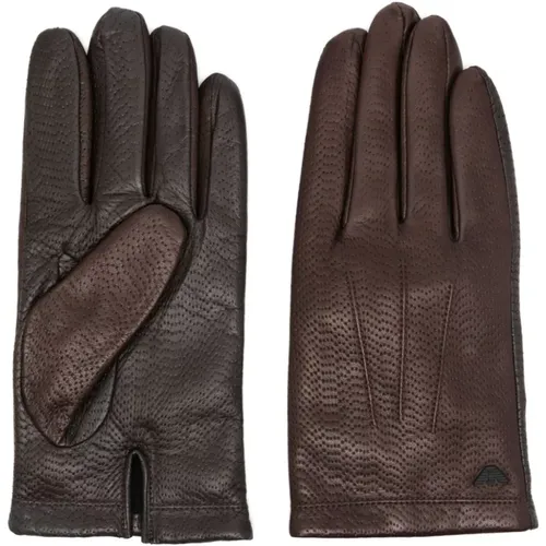 Perforated Touchscreen Gloves Full Lining , male, Sizes: L, S, M - Emporio Armani - Modalova