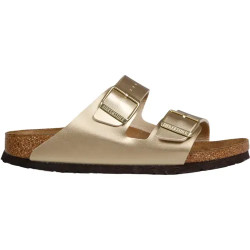 Gold Arizona Sandals , female, Sizes: 6 UK, 4 UK, 5 UK, 3 UK - Birkenstock - Modalova