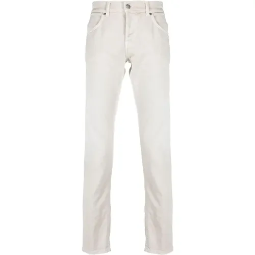Cream Cotton Hemp Trousers Five Pockets , male, Sizes: W29, W32, W34, W30, W36 - Dondup - Modalova