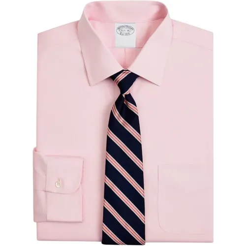 Rosa Regular Fit Bügelfreies Stretch-Baumwollhemd mit Ainsley-Kragen , Herren, Größe: 3XL - Brooks Brothers - Modalova