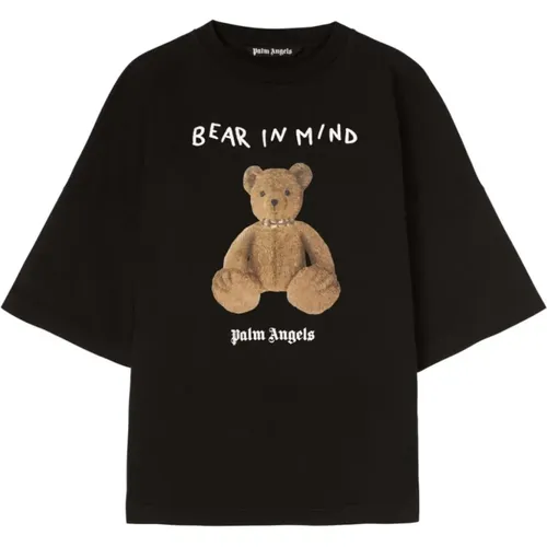 Slogan Print Bear Motif T-shirts , male, Sizes: M, L, S - Palm Angels - Modalova