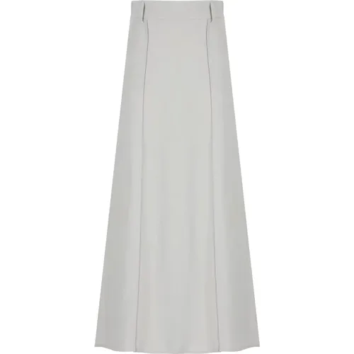 Grey Linen Blend Skirt with Pockets , female, Sizes: XS, S - Antonelli Firenze - Modalova