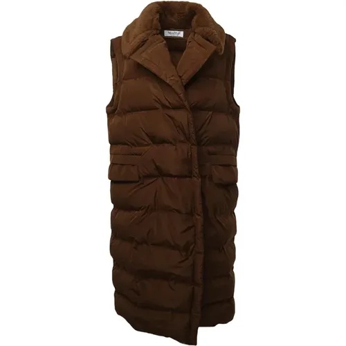 Leather Coat with Faux Fur , female, Sizes: 2XS - Max Mara - Modalova