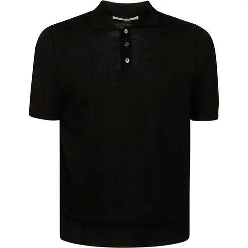 Schwarzes Poloshirt mit Knöpfen und Kragen - Hindustrie - Modalova