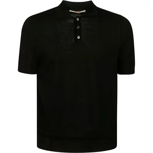 Schwarzes Poloshirt mit Knöpfen und Kragen , Herren, Größe: XL - Hindustrie - Modalova