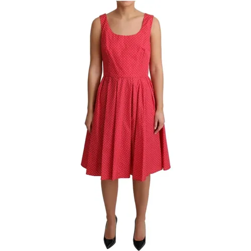 Rotes Polka Dot A-Linienkleid , Damen, Größe: S - Dolce & Gabbana - Modalova
