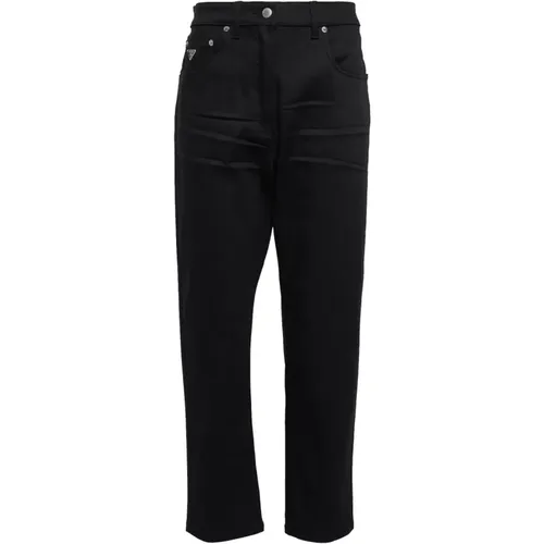 Jeans High Waist Cropped Fit , female, Sizes: W25 - Prada - Modalova