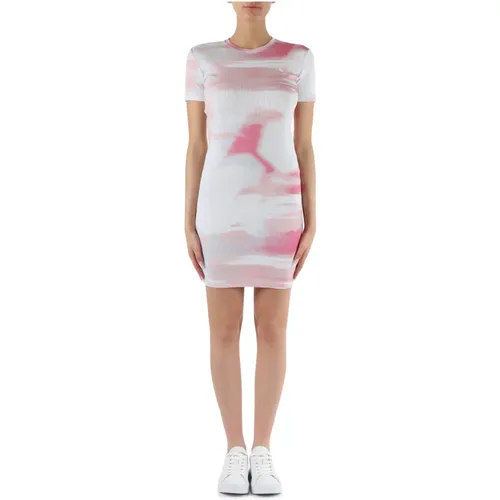 Ribbed Cotton Dress with Logo Embroidery , female, Sizes: XS, S, M, L - Calvin Klein Jeans - Modalova