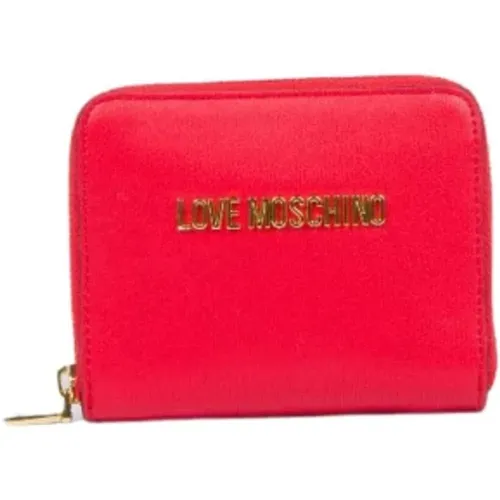 Kleines rotes Portemonnaie mit Markenlogo - Love Moschino - Modalova
