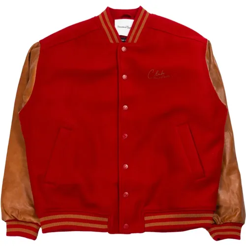 Varsity Bomberjacke in Rot/Braun , Damen, Größe: S - House of Sunny - Modalova