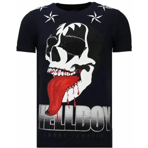 Hellboy Rhinestone - Herren T-Shirt - 13-6226N , Herren, Größe: S - Local Fanatic - Modalova