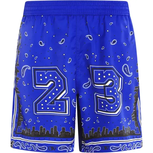 Bandana Surfer Swimshorts , male, Sizes: L, M - Off White - Modalova