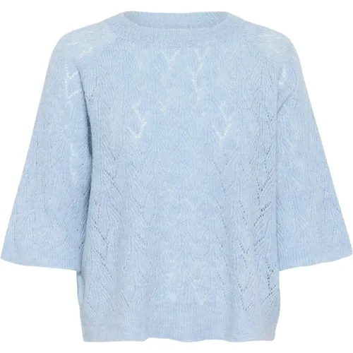 Blau Melange Strickpullover , Damen, Größe: L - Kaffe - Modalova