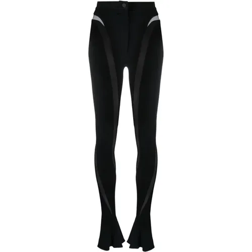 Sheer-Panelled Leggings , female, Sizes: XS - Mugler - Modalova