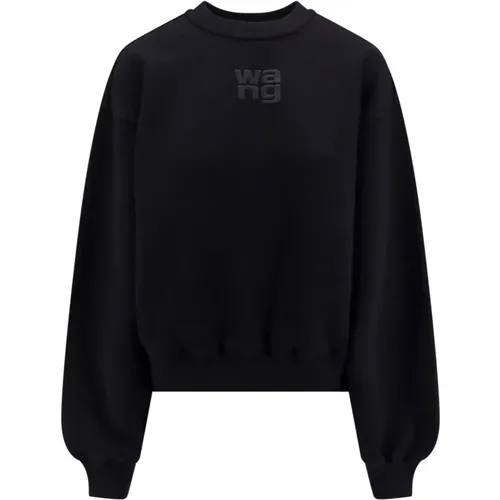 Schwarzer Sweatshirt mit Rippdetails , Damen, Größe: M - alexander wang - Modalova