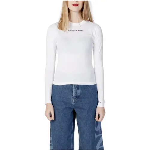 Damen Langarm T-Shirt mit Print in Weiß , Damen, Größe: XS - Tommy Jeans - Modalova